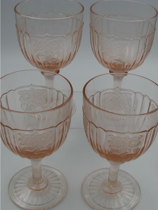 Anchor Hocking Other - Anchor Hocking Mayfair Pink Rose Depression glass Goblets - vintage Set of 5